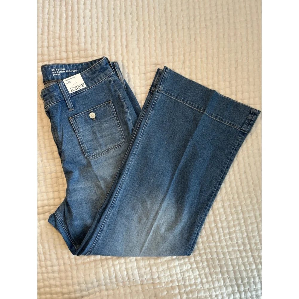 J. Crew Women’s High-rise Sailor Denim Trouser in 1996 Semi-stretch Size 34 NWT - Picture 11 of 11